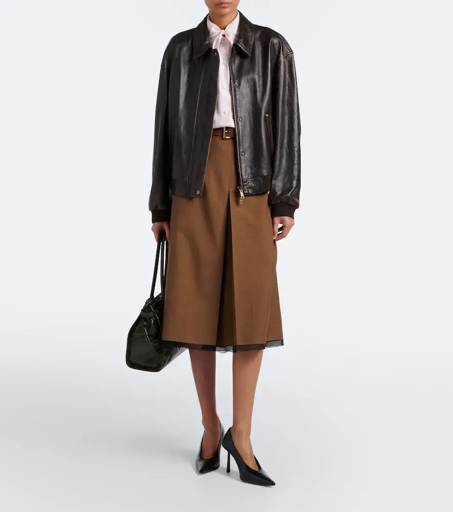 Prada Oversized leather blouson jacket | Thumbnail 7 Prada Oversized leather blouson jacket | Thumbnail 7