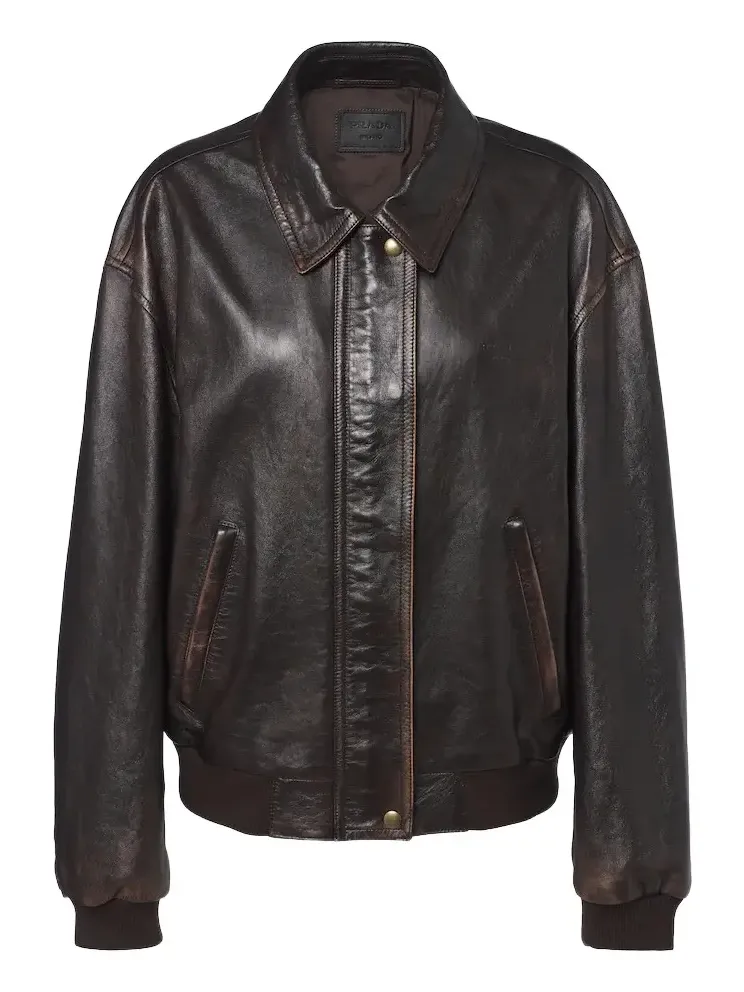 Oversized leather blouson jacket Oversized leather blouson jacket