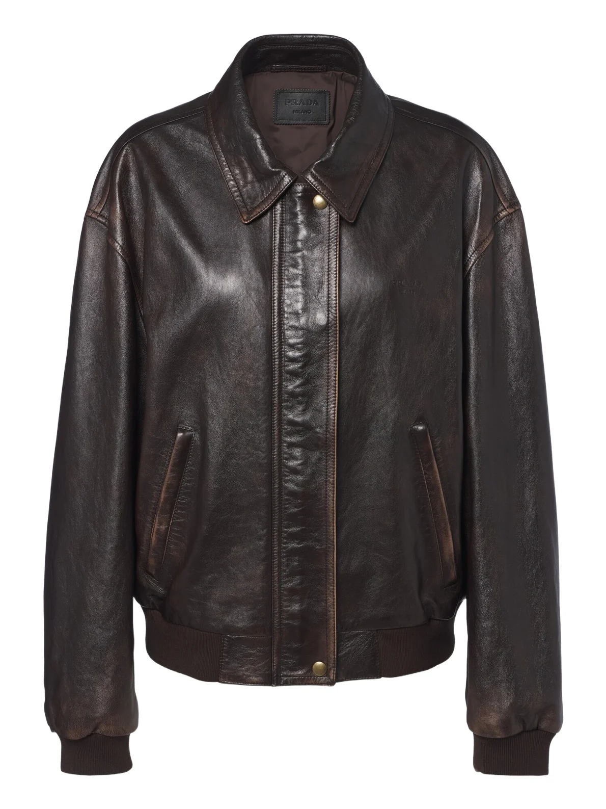 Oversized leather blouson jacket