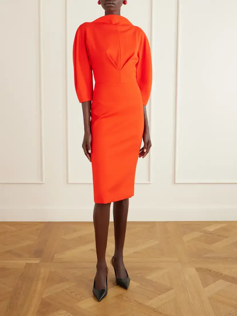 Carolina Herrera Sheath Cinched Stretch-wool Midi Dress | Thumbnail 3 Carolina Herrera Sheath Cinched Stretch-wool Midi Dress | Thumbnail 3