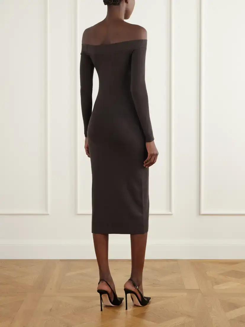 Tom Ford Wool And Silk-blend Midi Dress | Thumbnail 3 Tom Ford Wool And Silk-blend Midi Dress | Thumbnail 3
