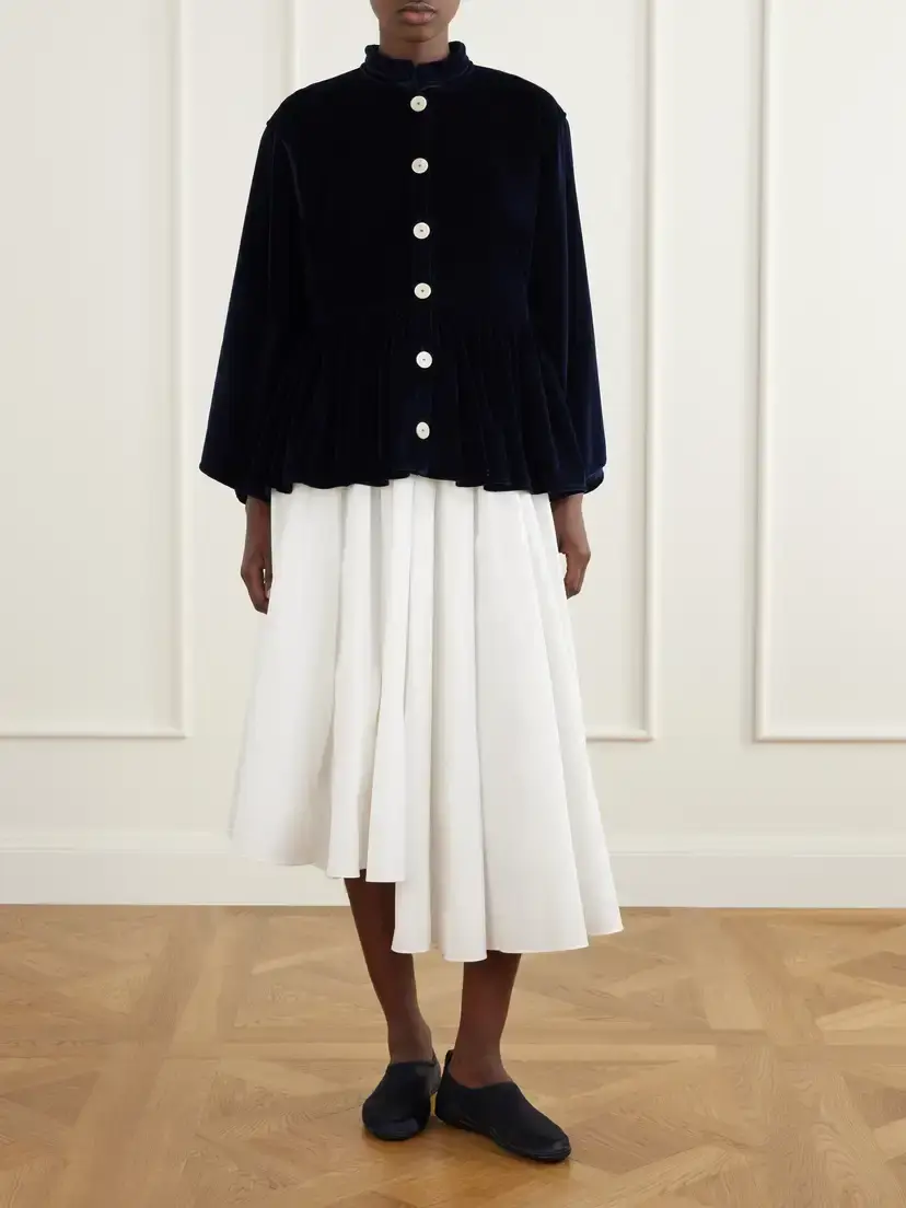 Les Vacances D’Irina Gathered Cotton-velvet Blouse | Thumbnail 2 Les Vacances D’Irina Gathered Cotton-velvet Blouse | Thumbnail 2