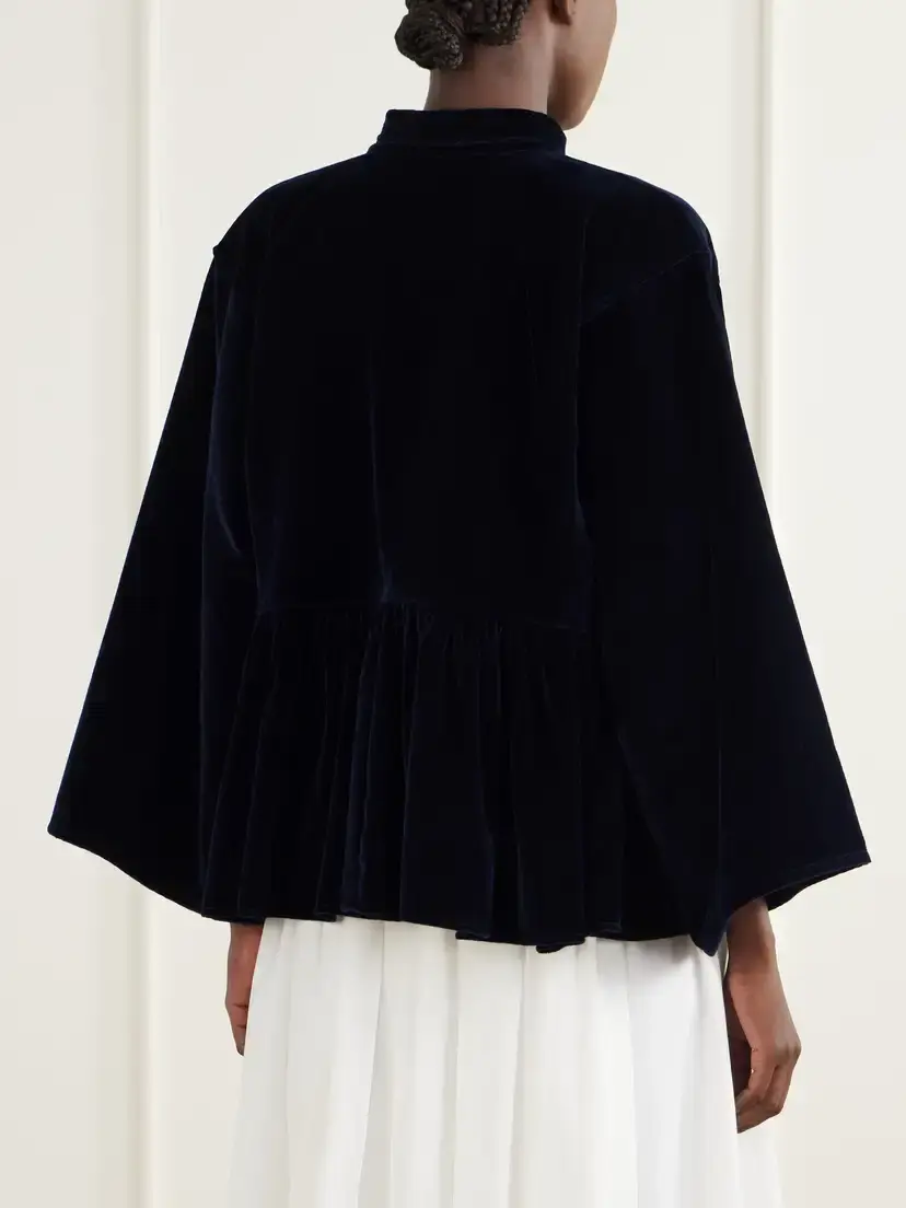 Les Vacances D’Irina Gathered Cotton-velvet Blouse | Thumbnail 3 Les Vacances D’Irina Gathered Cotton-velvet Blouse | Thumbnail 3
