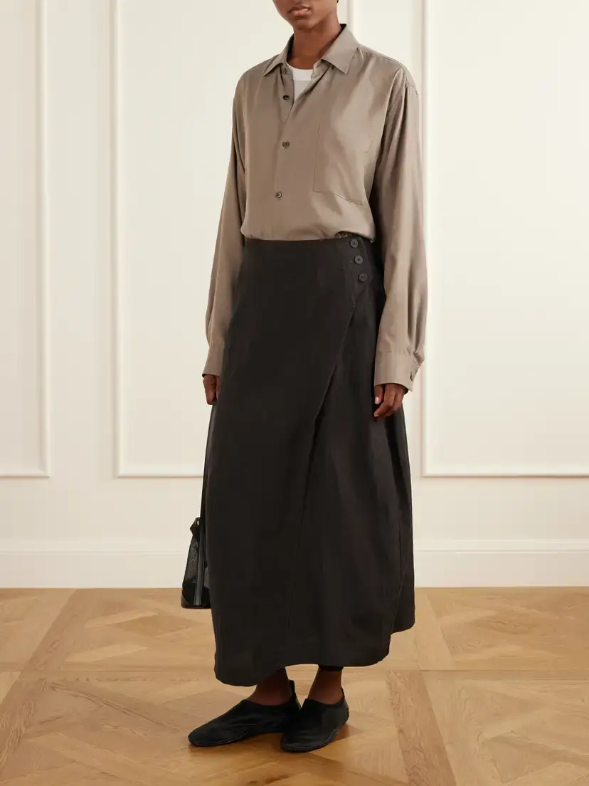 Studio Nicholson Pleated Woven Midi Skirt | Thumbnail 2