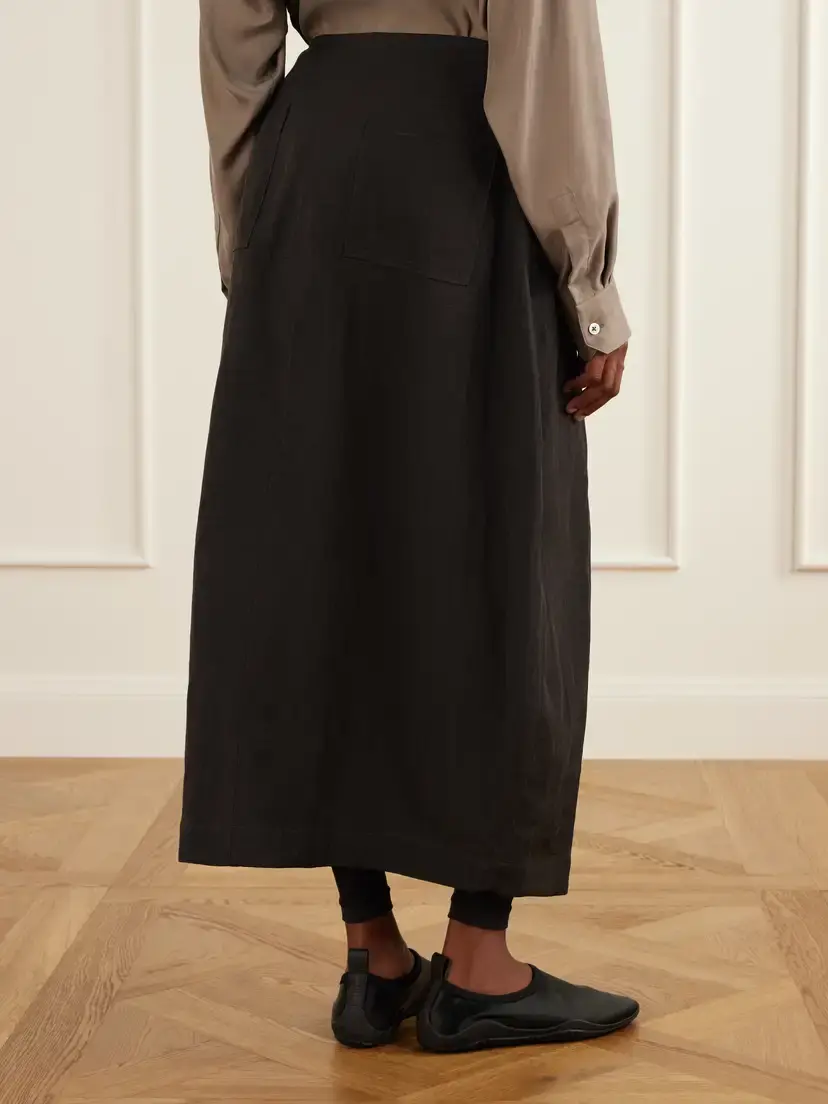 Studio Nicholson Pleated Woven Midi Skirt | Thumbnail 4