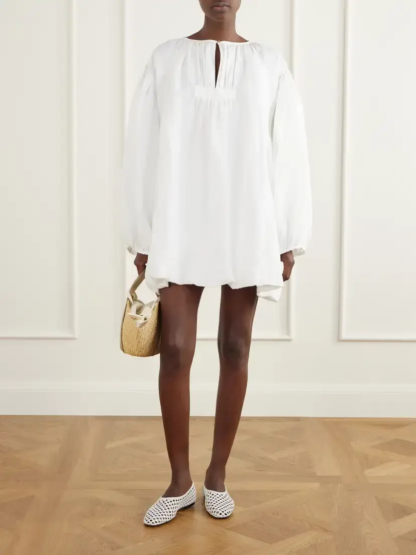 Les Vacances D’Irina Cloud Gathered Linen Mini Dress | Thumbnail 2 Les Vacances D’Irina Cloud Gathered Linen Mini Dress | Thumbnail 2