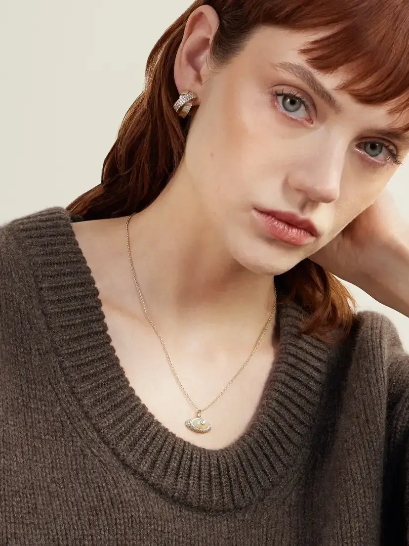 Sydney Evan Large Opal Eye 14-karat Gold Diamond Necklace | Thumbnail 2 Sydney Evan Large Opal Eye 14-karat Gold Diamond Necklace | Thumbnail 2