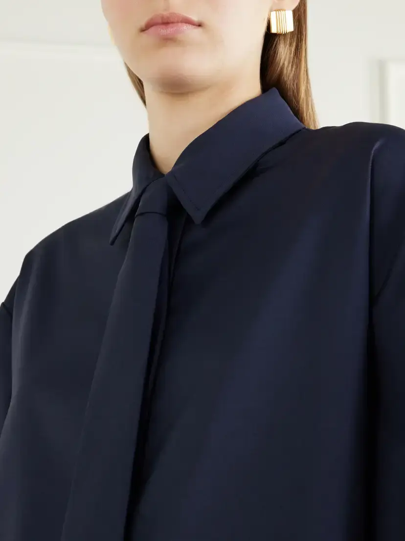 The Frankie Shop Peri Tie-detailed Oversized Georgette Shirt | Thumbnail 5 The Frankie Shop Peri Tie-detailed Oversized Georgette Shirt | Thumbnail 5