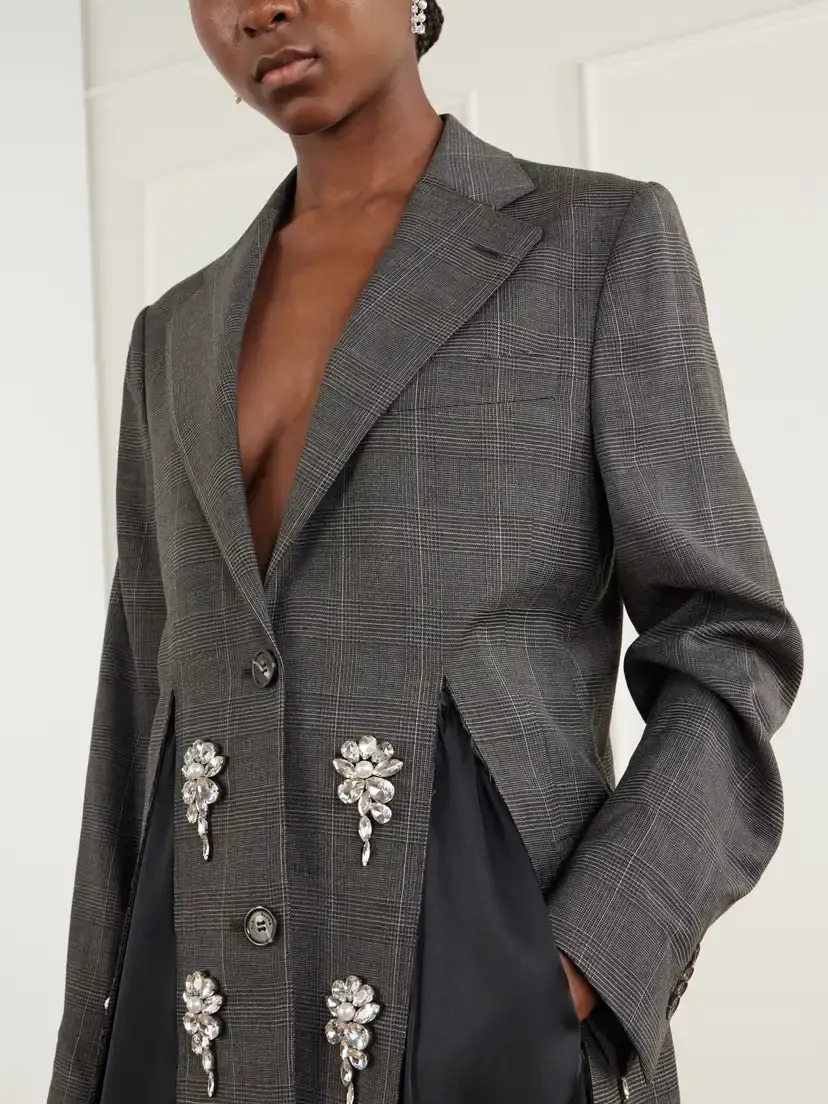 Simone Rocha Embellished Prince Of Wales Stretch-wool Blazer | Thumbnail 5 Simone Rocha Embellished Prince Of Wales Stretch-wool Blazer | Thumbnail 5