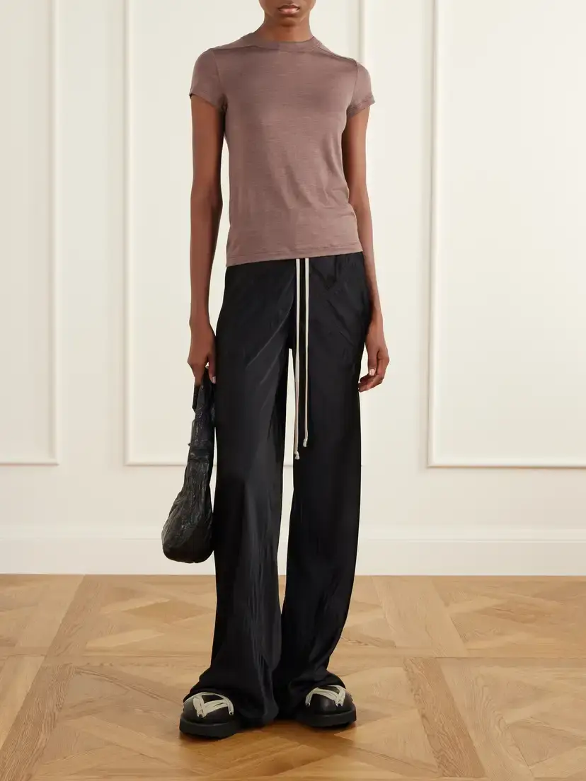 Rick Owens Wool And Silk-blend T-shirt - Brown | Thumbnail 2 Rick Owens Wool And Silk-blend T-shirt - Brown | Thumbnail 2