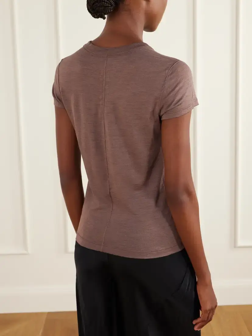 Rick Owens Wool And Silk-blend T-shirt - Brown | Thumbnail 3 Rick Owens Wool And Silk-blend T-shirt - Brown | Thumbnail 3