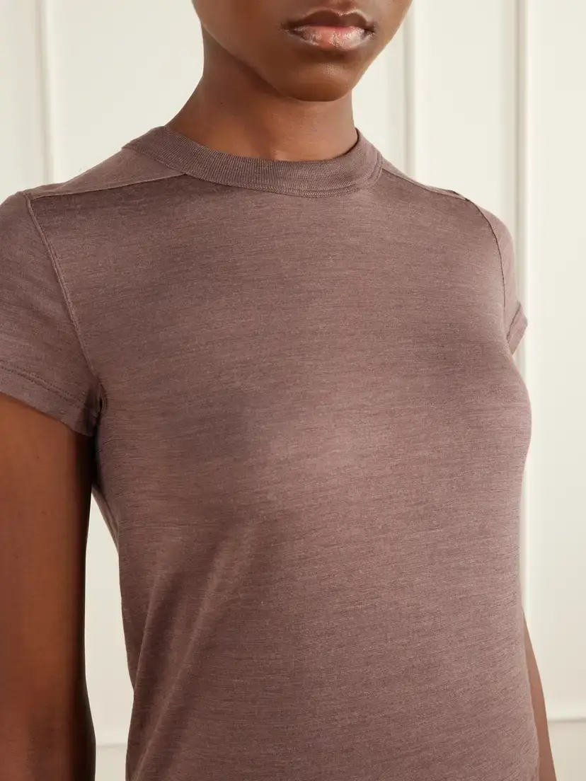 Rick Owens Wool And Silk-blend T-shirt - Brown | Thumbnail 4 Rick Owens Wool And Silk-blend T-shirt - Brown | Thumbnail 4