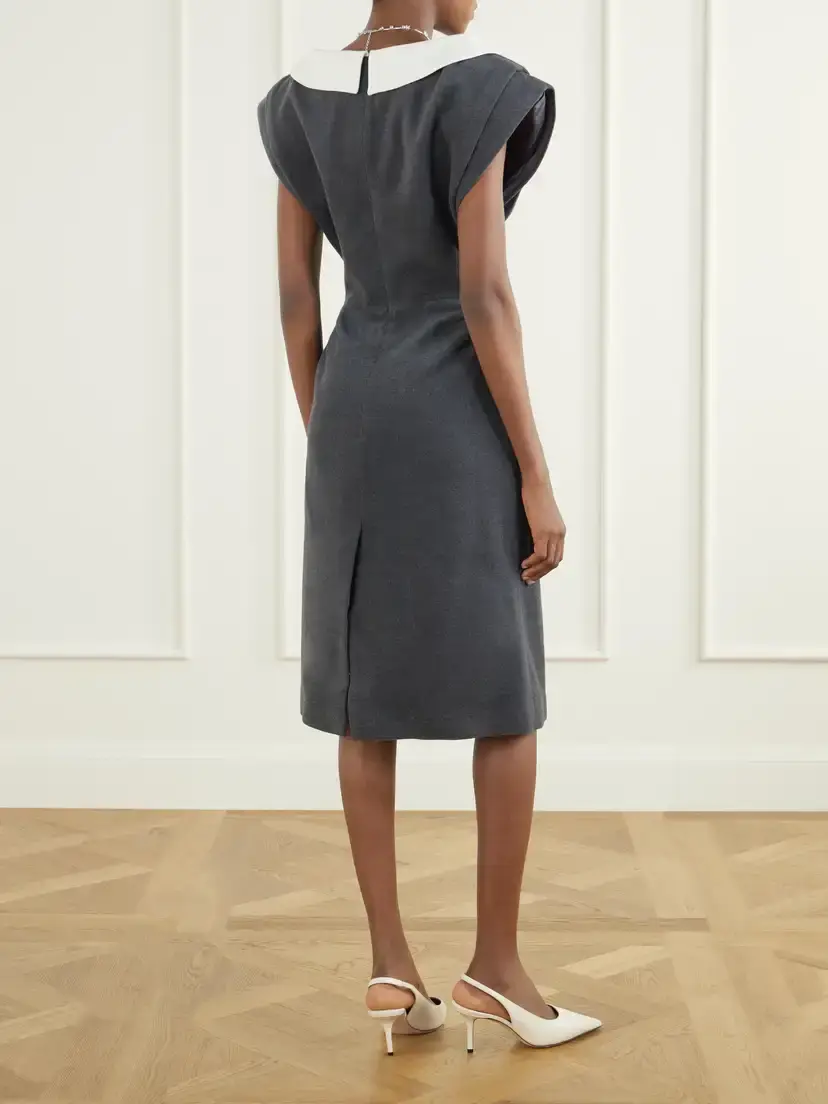 SHUSHU/TONG Gathered Wool-blend Midi Dress | Thumbnail 3