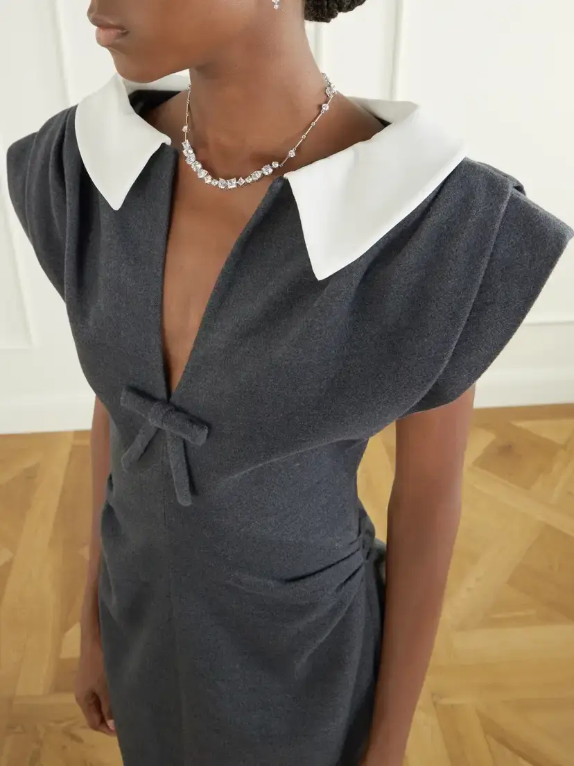 SHUSHU/TONG Gathered Wool-blend Midi Dress | Thumbnail 4