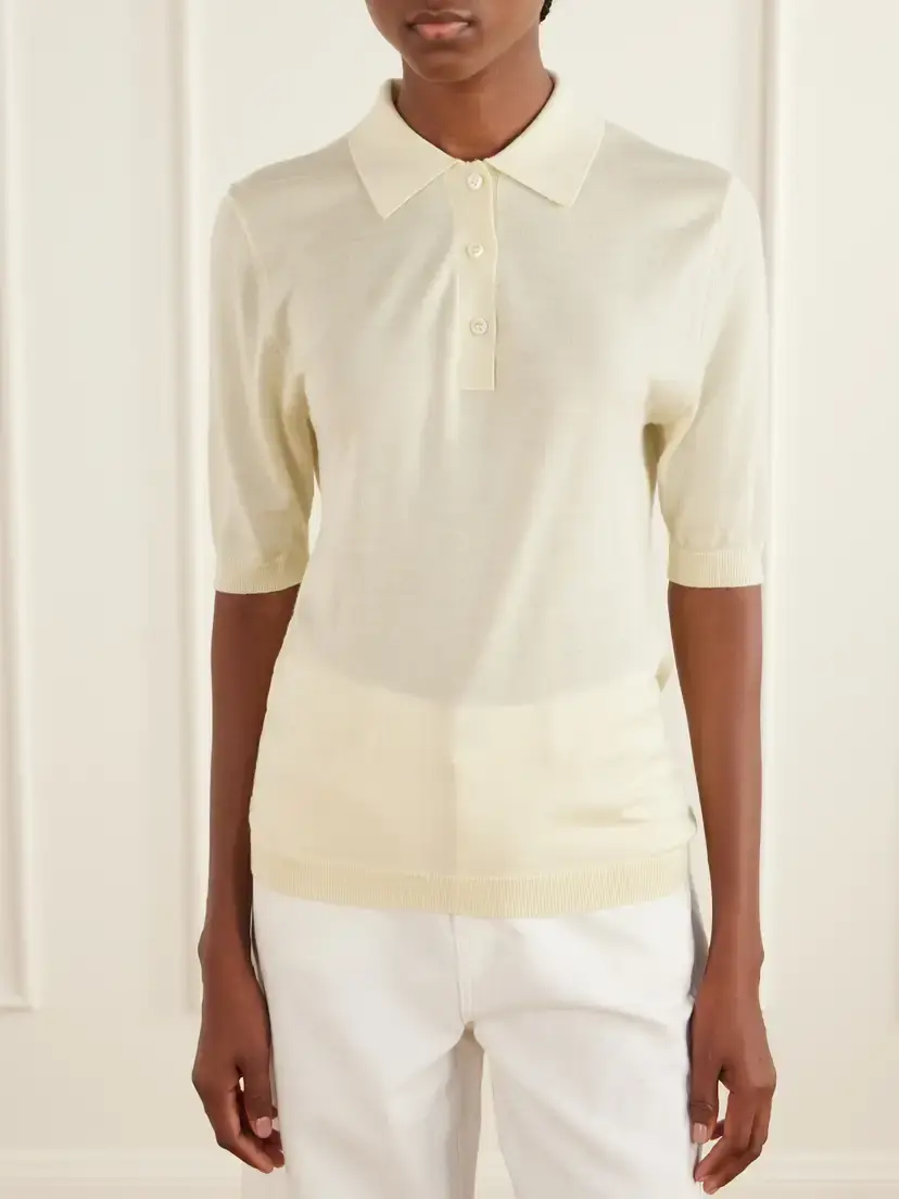 Studio Nicholson Ribbed Merino Wool And Silk-blend Polo Sweater | Thumbnail 3