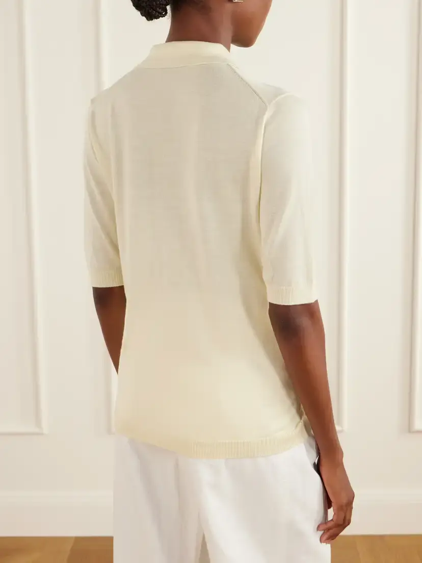 Studio Nicholson Ribbed Merino Wool And Silk-blend Polo Sweater | Thumbnail 4