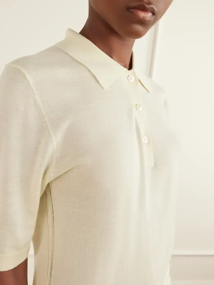 Studio Nicholson Ribbed Merino Wool And Silk-blend Polo Sweater | Thumbnail 5