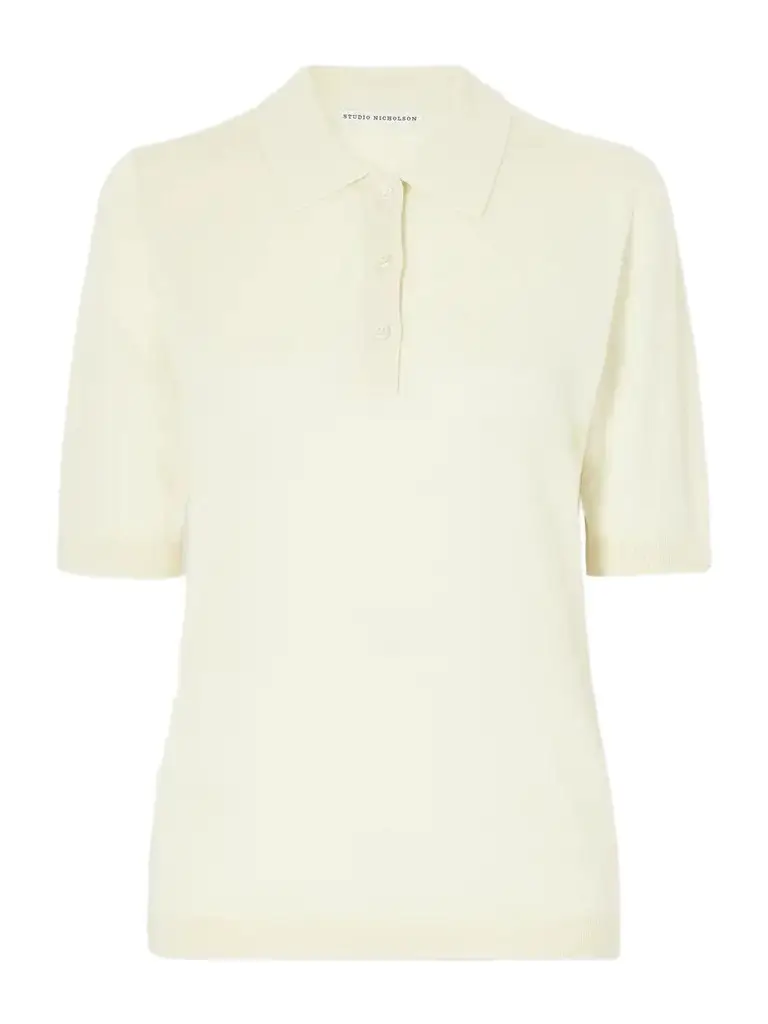Studio Nicholson Ribbed Merino Wool And Silk-blend Polo Sweater | Image 1 Studio Nicholson Ribbed Merino Wool And Silk-blend Polo Sweater | Image 1