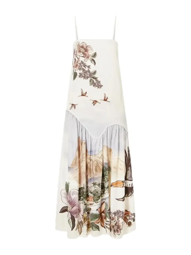 Farm Rio Toile De Rio Printed Voile Maxi Dress