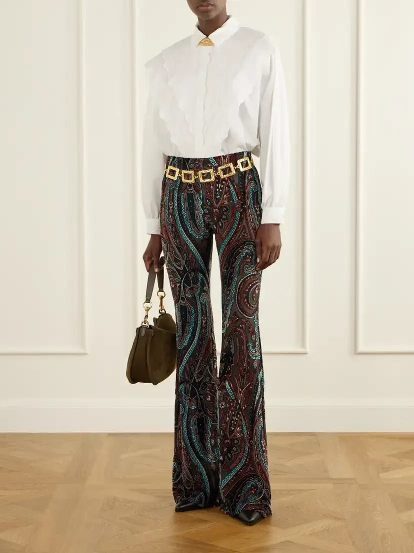 Etro Paisley-appliquéd Mesh Flared Pants | Thumbnail 2 Etro Paisley-appliquéd Mesh Flared Pants | Thumbnail 2