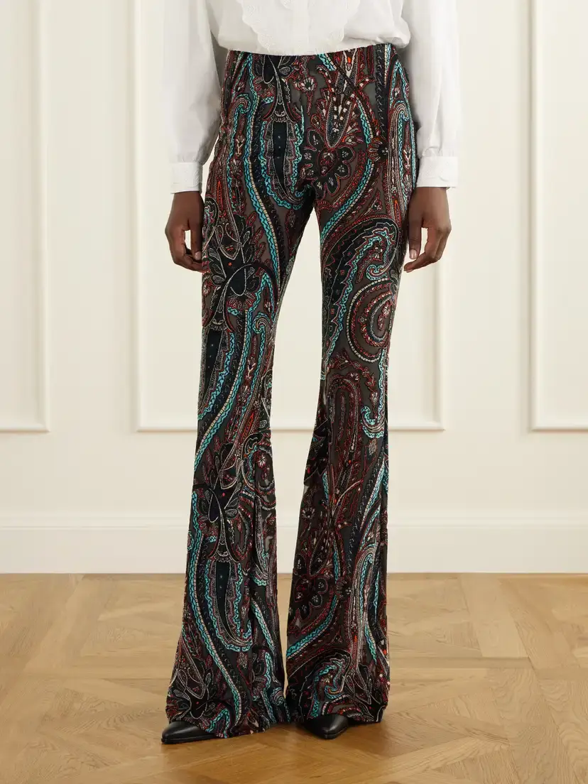 Etro Paisley-appliquéd Mesh Flared Pants | Thumbnail 3 Etro Paisley-appliquéd Mesh Flared Pants | Thumbnail 3