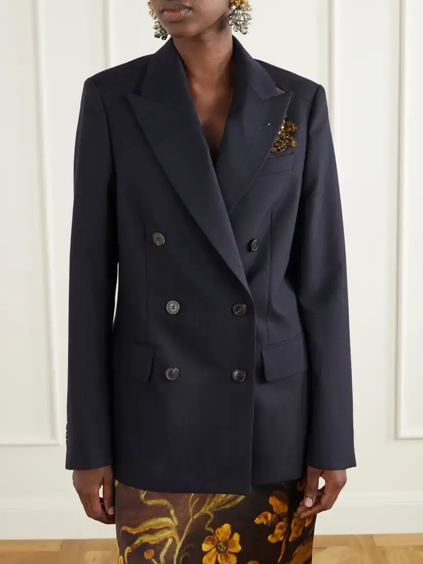 Dries Van Noten Embellished Double-breasted Wool Blazer | Thumbnail 3 Dries Van Noten Embellished Double-breasted Wool Blazer | Thumbnail 3