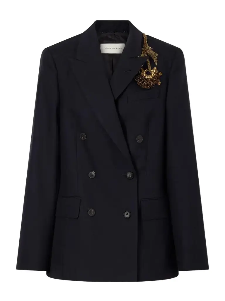 Dries Van Noten Embellished Double-breasted Wool Blazer | Image 1 Dries Van Noten Embellished Double-breasted Wool Blazer | Image 1