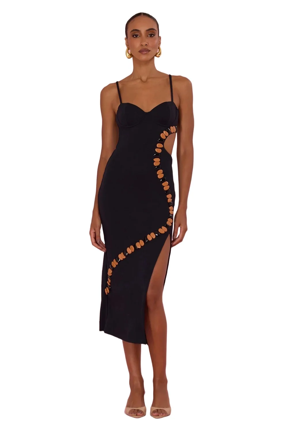 DELYA KNIT BEADED MIDI DRESS DELYA KNIT BEADED MIDI DRESS