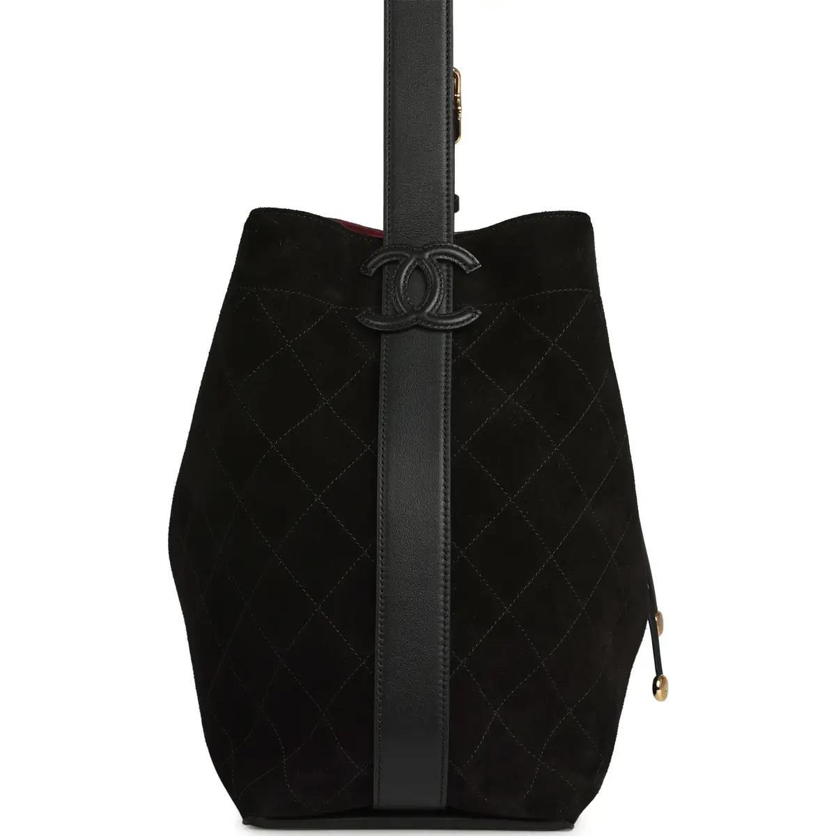 Chanel Chanel Large "CC Loop" Drawstring Bucket Bag with Leather Strap Black Suede Gold Hardware | Thumbnail 5 Chanel Chanel Large "CC Loop" Drawstring Bucket Bag with Leather Strap Black Suede Gold Hardware | Thumbnail 5