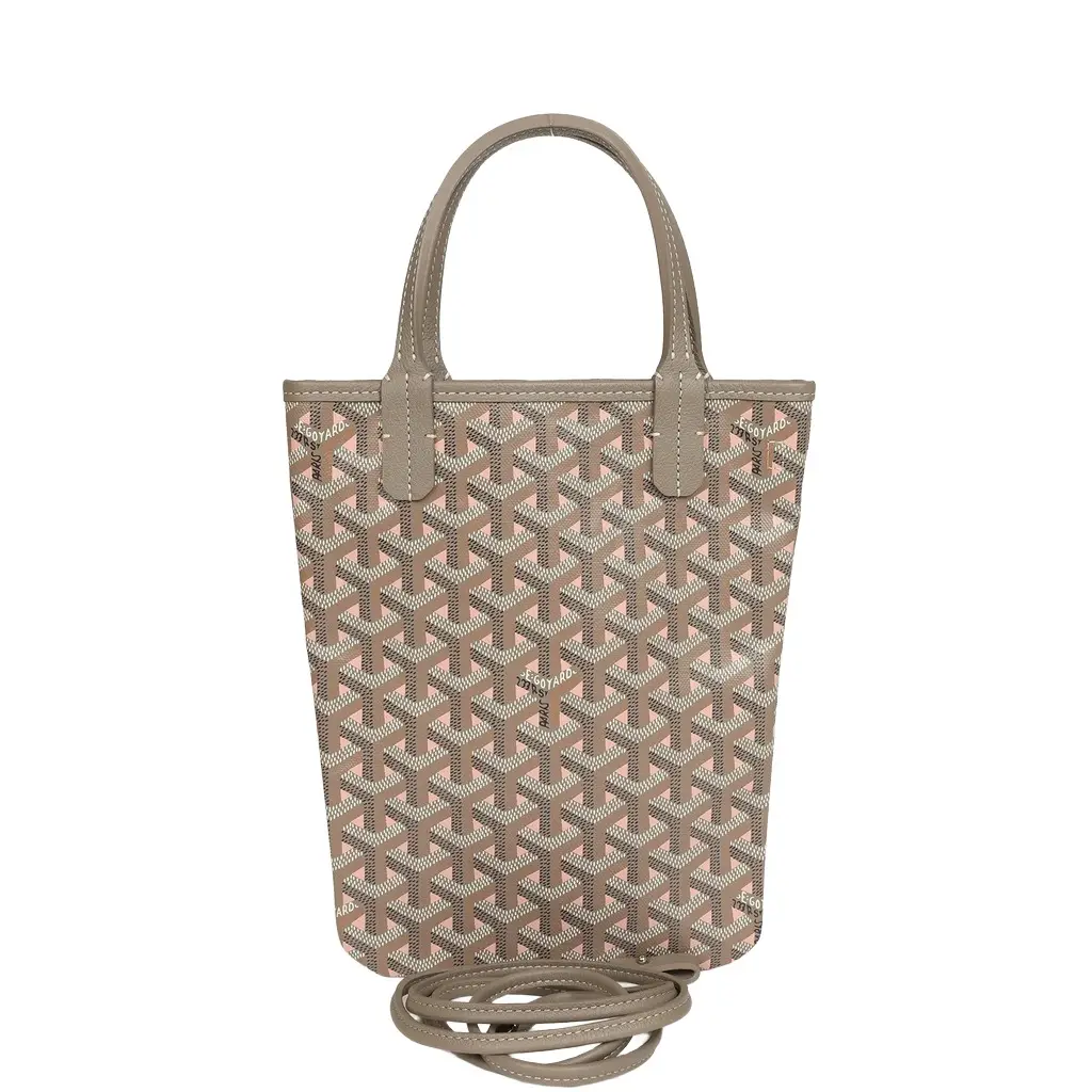 Goyard Goyardine Greige and Pink Poitiers Claire-Voie Mini Tote Bag Palladium Hardware Goyard Goyardine Greige and Pink Poitiers Claire-Voie Mini Tote Bag Palladium Hardware