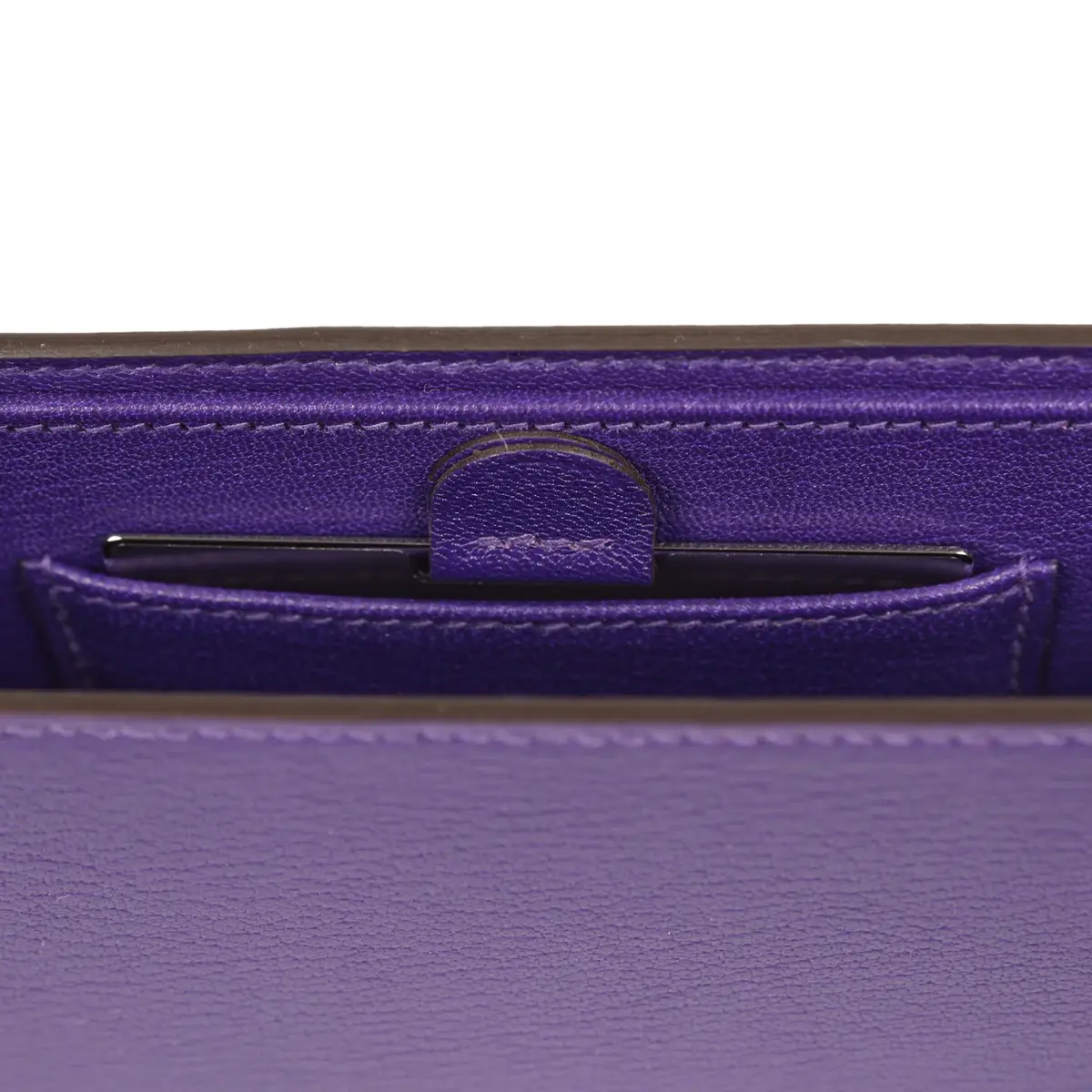 HERMÈS Hermes Sanglons Clutch Purple Chevre Mysore Palladium Hardware | Thumbnail 9
