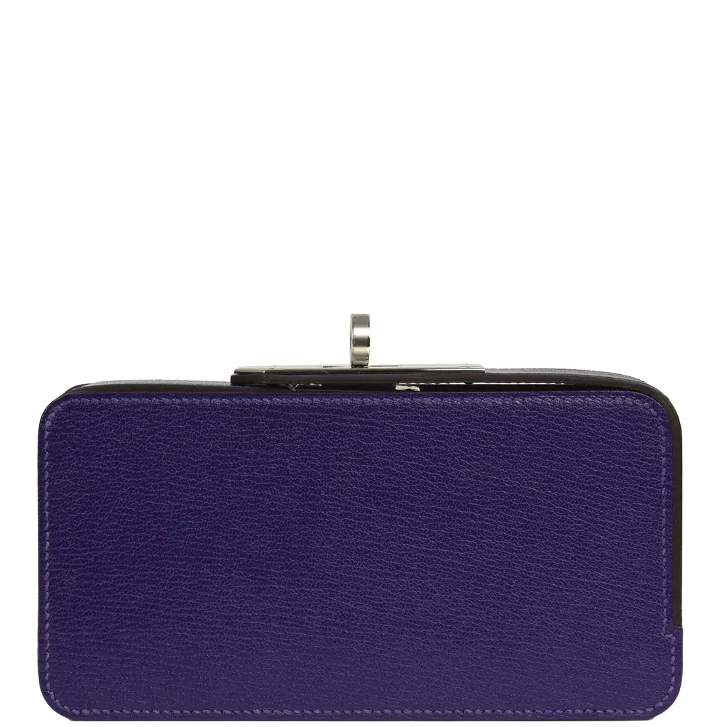 HERMÈS Hermes Sanglons Clutch Purple Chevre Mysore Palladium Hardware | Image 1 HERMÈS Hermes Sanglons Clutch Purple Chevre Mysore Palladium Hardware | Image 1