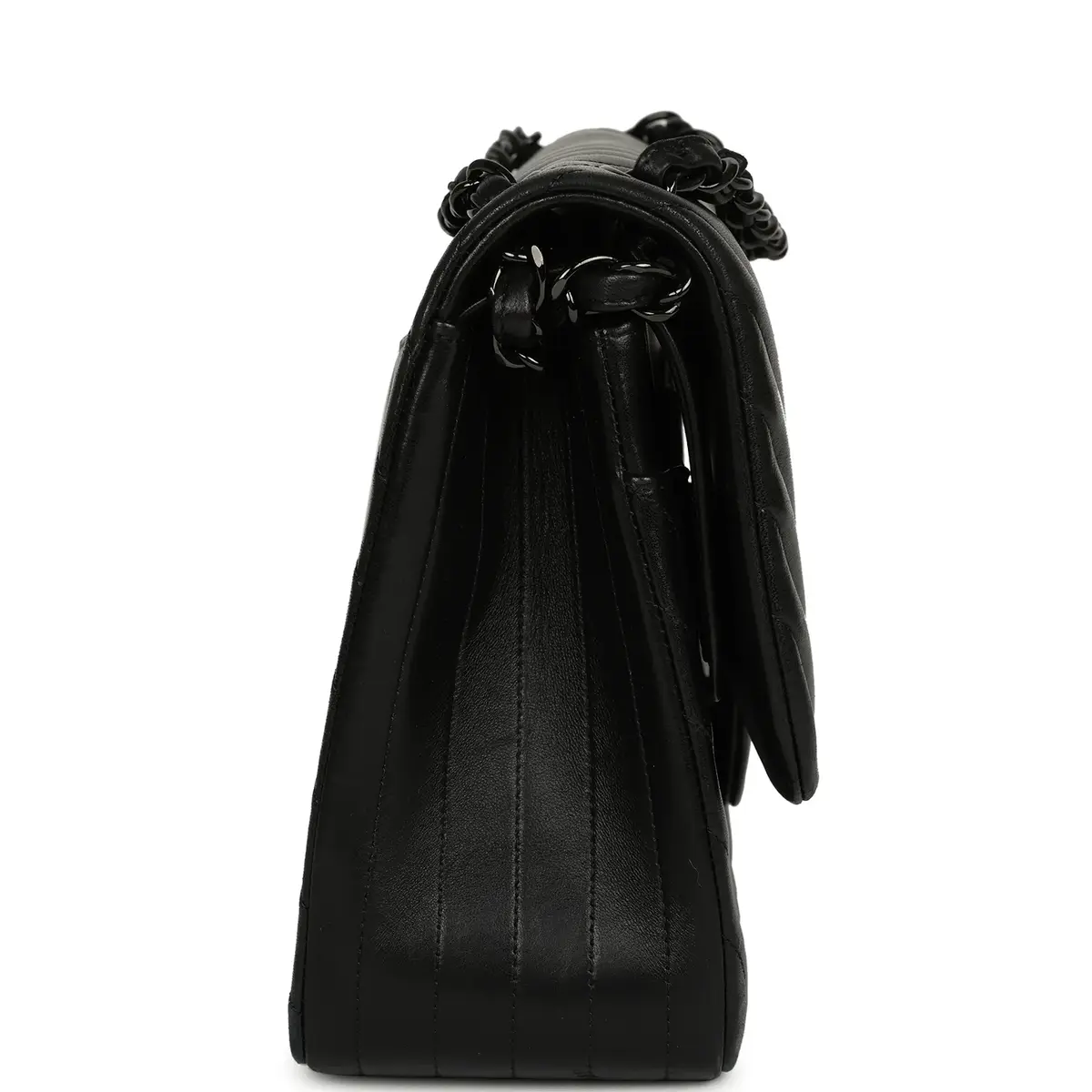 Chanel Pre-owned Chanel Jumbo Classic Chevron Double Flap Bag So Black Lambskin Black Hardware | Thumbnail 3 Chanel Pre-owned Chanel Jumbo Classic Chevron Double Flap Bag So Black Lambskin Black Hardware | Thumbnail 3