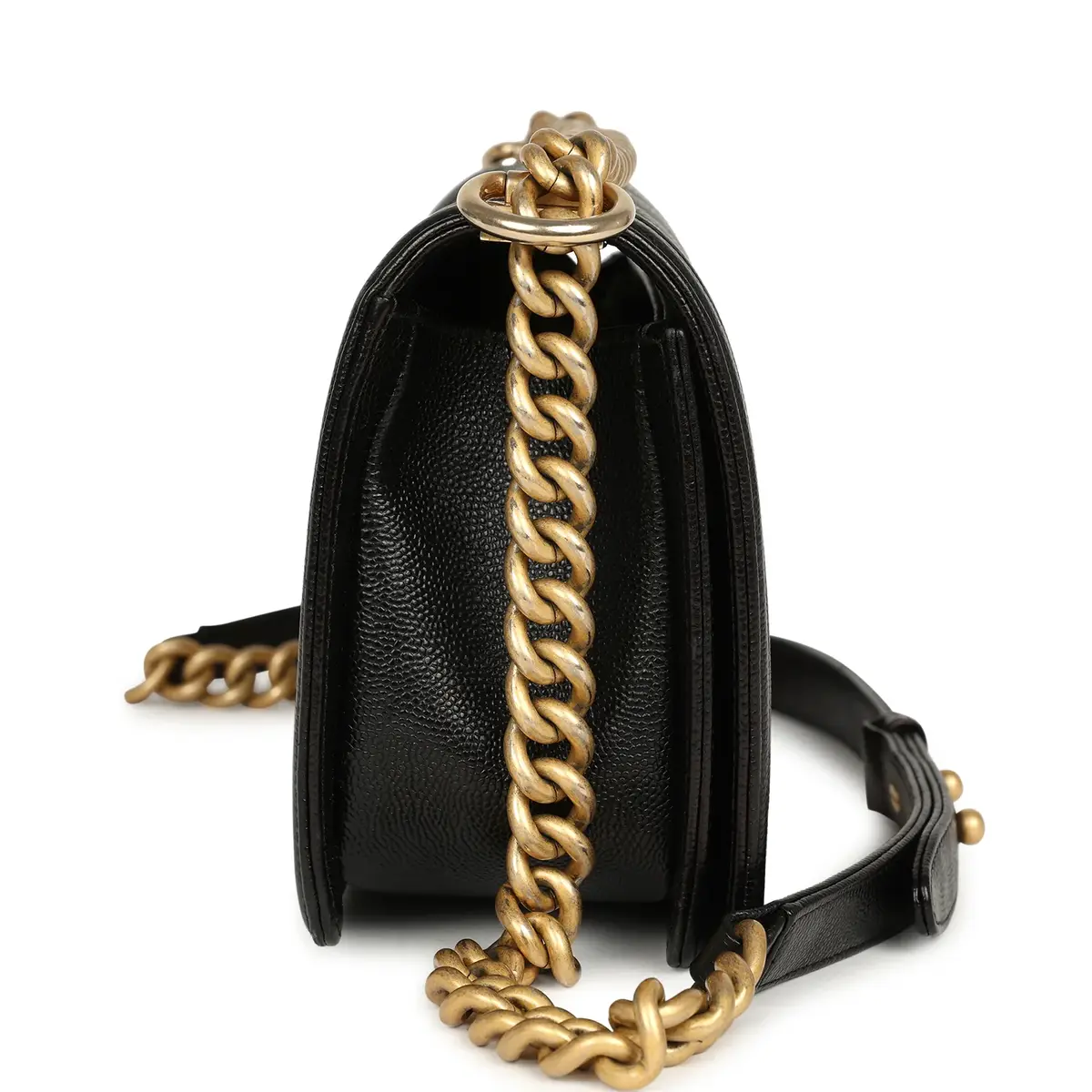 Chanel Pre-owned Chanel Medium Chevron Boy Bag Black Caviar Antique Gold Hardware | Thumbnail 3 Chanel Pre-owned Chanel Medium Chevron Boy Bag Black Caviar Antique Gold Hardware | Thumbnail 3