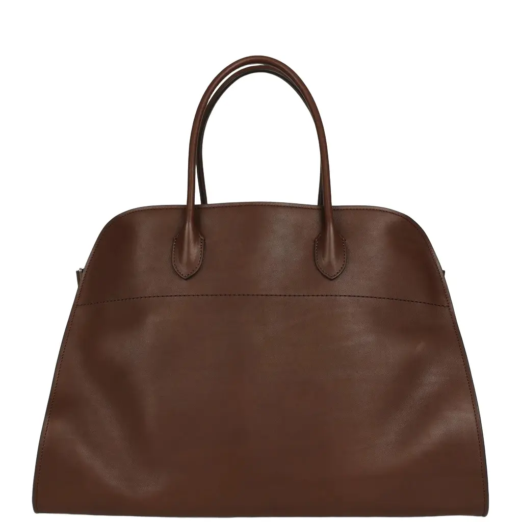 The Row The Row Soft Margaux 17 Bag Deep Brown Saddle Silver Hardware | Image 1 The Row The Row Soft Margaux 17 Bag Deep Brown Saddle Silver Hardware | Image 1