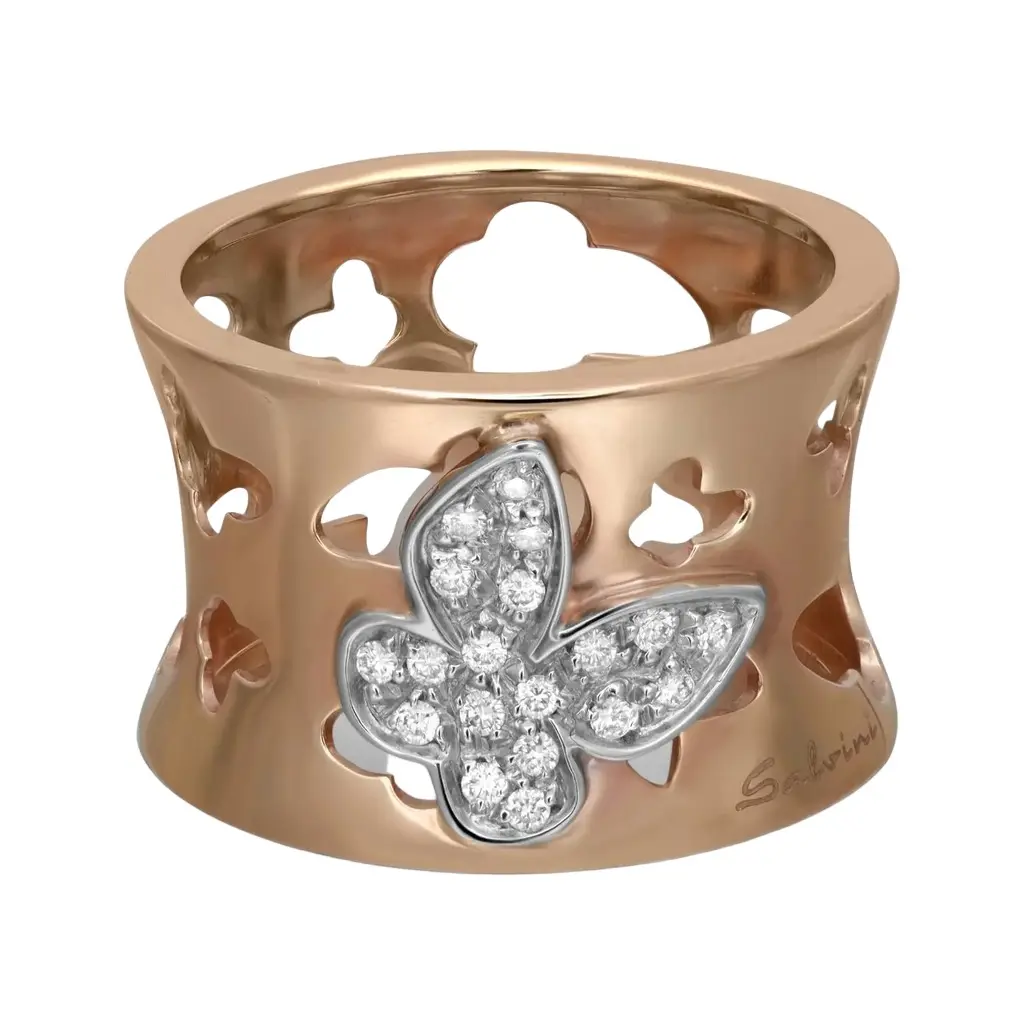 Salvini Salvini 18K Rose & White Gold Diamond Butterfly Wide Band Ring Sz. 7 by The Solist