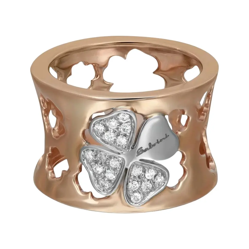 Salvini Salvini 18K Rose & White Gold Diamond Floral Cut Out Wide Band Ring Sz. 7 by The Solist