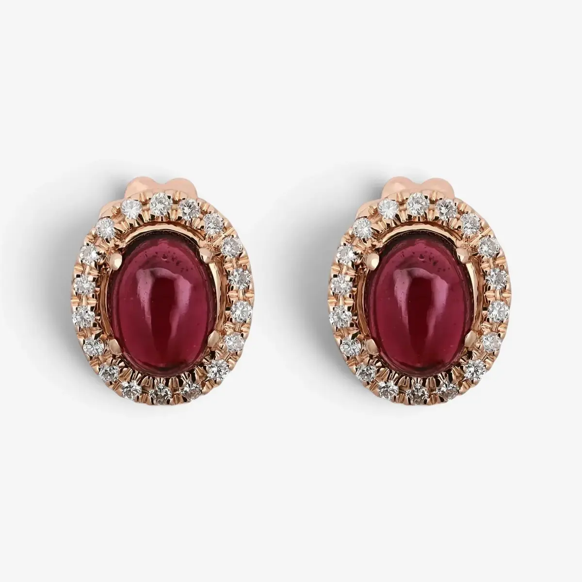 Salvini Salvini 18K Rose Gold Cabochon Ruby & Diamond Stud Earrings by The Solist | Thumbnail 3
