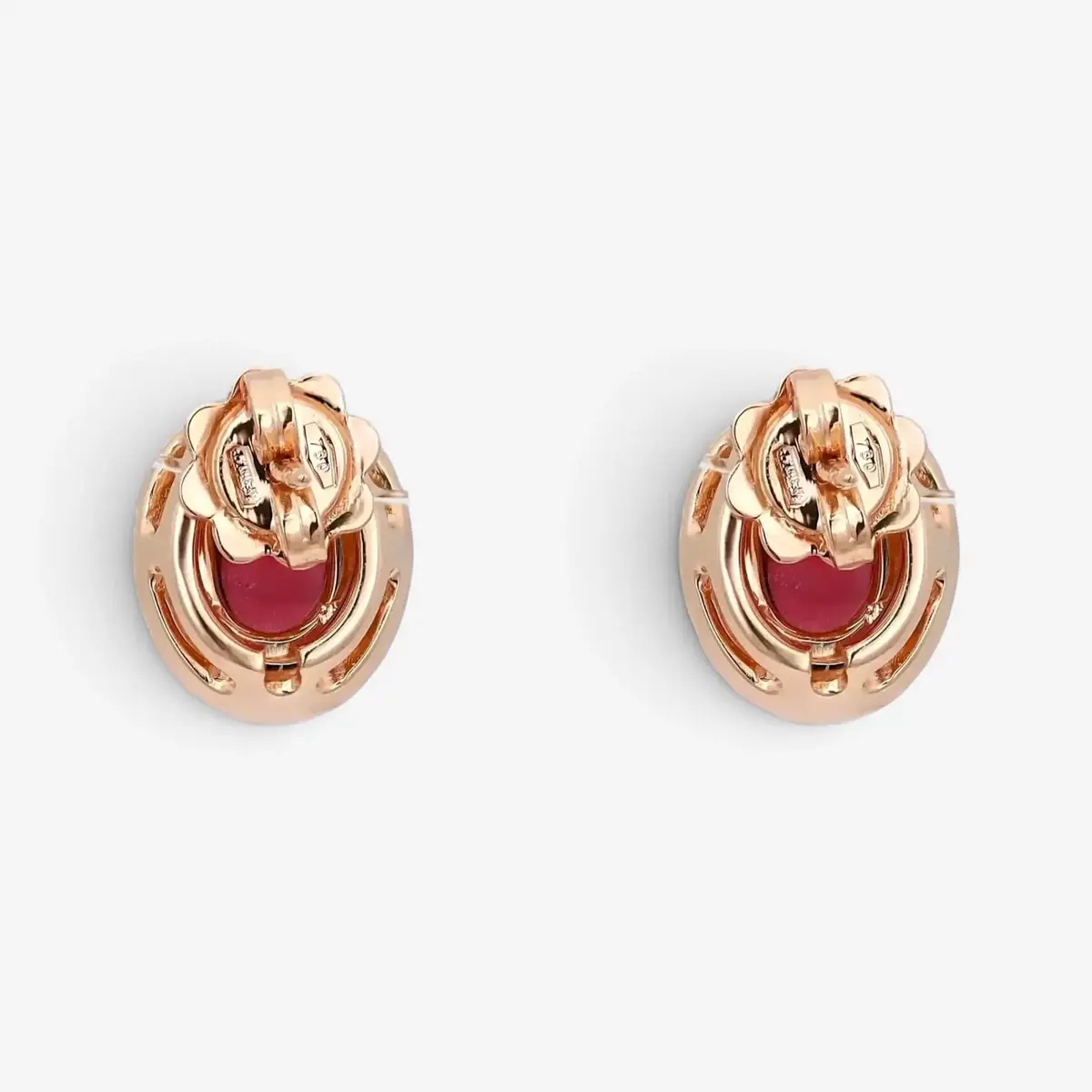 Salvini Salvini 18K Rose Gold Cabochon Ruby & Diamond Stud Earrings by The Solist | Thumbnail 4