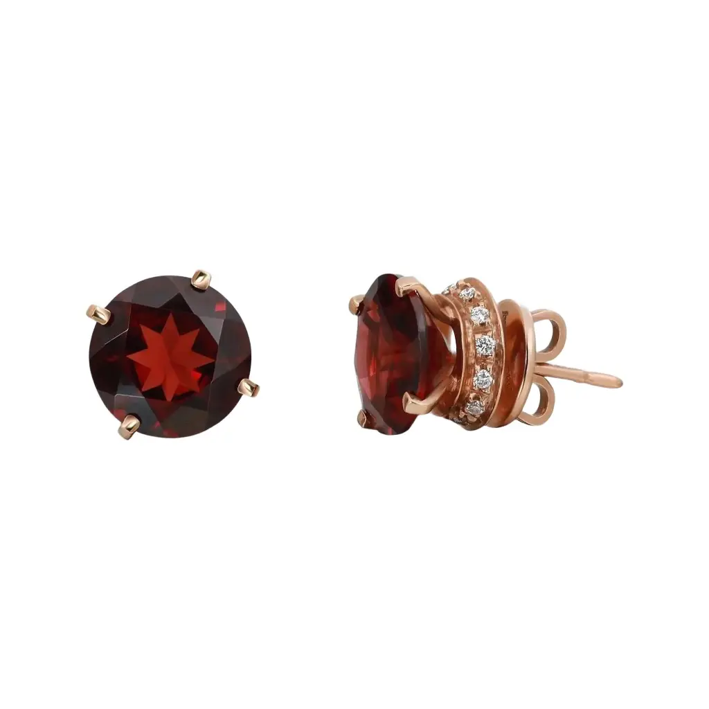 Salvini Salvini 18K Rose Gold Rhodolite & Diamond Stud Earrings by The Solist