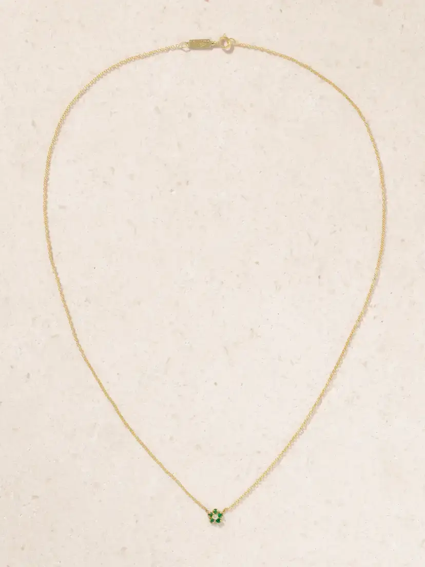 Jennifer Meyer Mini Flower 18-karat Gold, Emerald And Diamond Necklace - Green | Thumbnail 4 Jennifer Meyer Mini Flower 18-karat Gold, Emerald And Diamond Necklace - Green | Thumbnail 4
