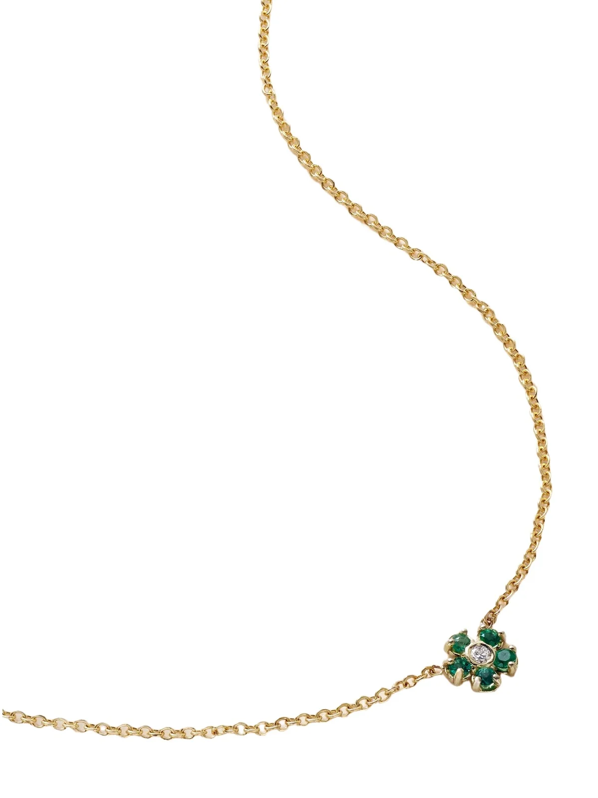 Jennifer Meyer Mini Flower 18-karat Gold, Emerald And Diamond Necklace - Green