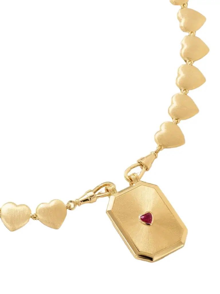 Marie Lichtenberg Love Scapular 18-karat Gold And Ruby Necklace | Image 1 Marie Lichtenberg Love Scapular 18-karat Gold And Ruby Necklace | Image 1