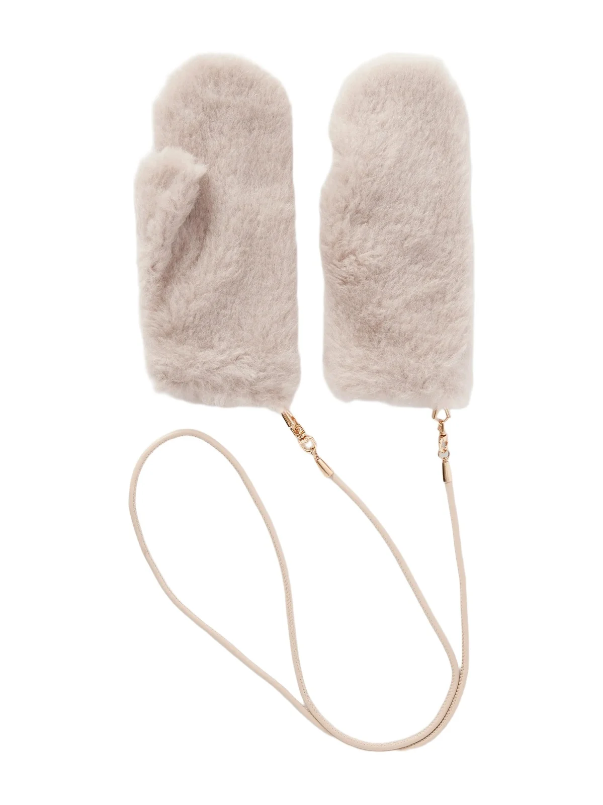Max Mara Ombrato Strap-detailed Alpaca, Wool And Silk-blend Gloves - Neutrals