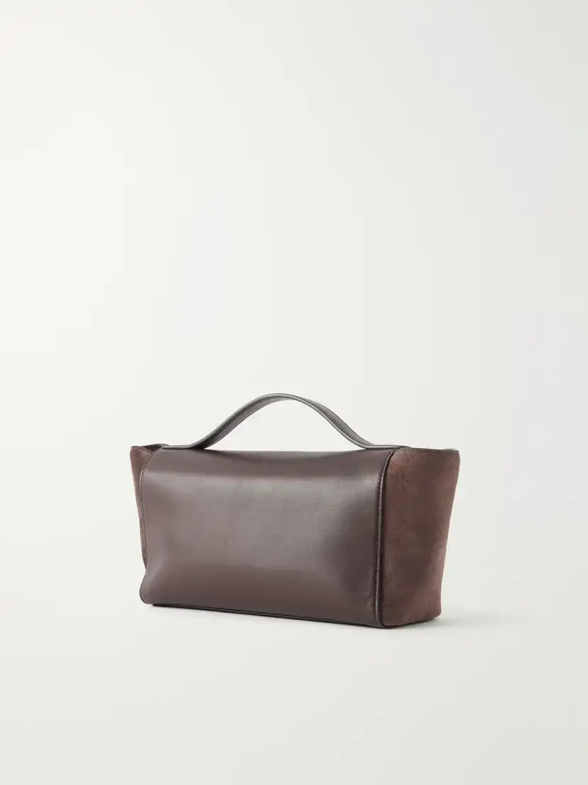 Savette Symmetry Trapeze Leather-trimmed Suede Top-handle Bag | Thumbnail 4 Savette Symmetry Trapeze Leather-trimmed Suede Top-handle Bag | Thumbnail 4