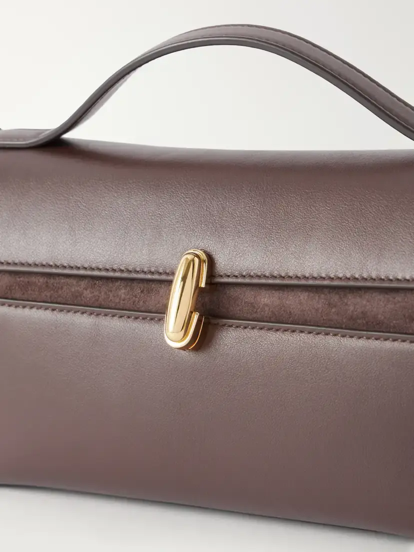 Savette Symmetry Trapeze Leather-trimmed Suede Top-handle Bag | Thumbnail 5 Savette Symmetry Trapeze Leather-trimmed Suede Top-handle Bag | Thumbnail 5
