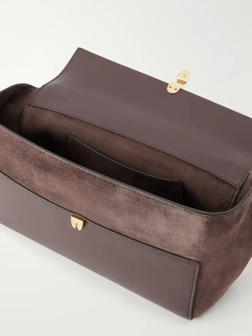Savette Symmetry Trapeze Leather-trimmed Suede Top-handle Bag | Thumbnail 6 Savette Symmetry Trapeze Leather-trimmed Suede Top-handle Bag | Thumbnail 6