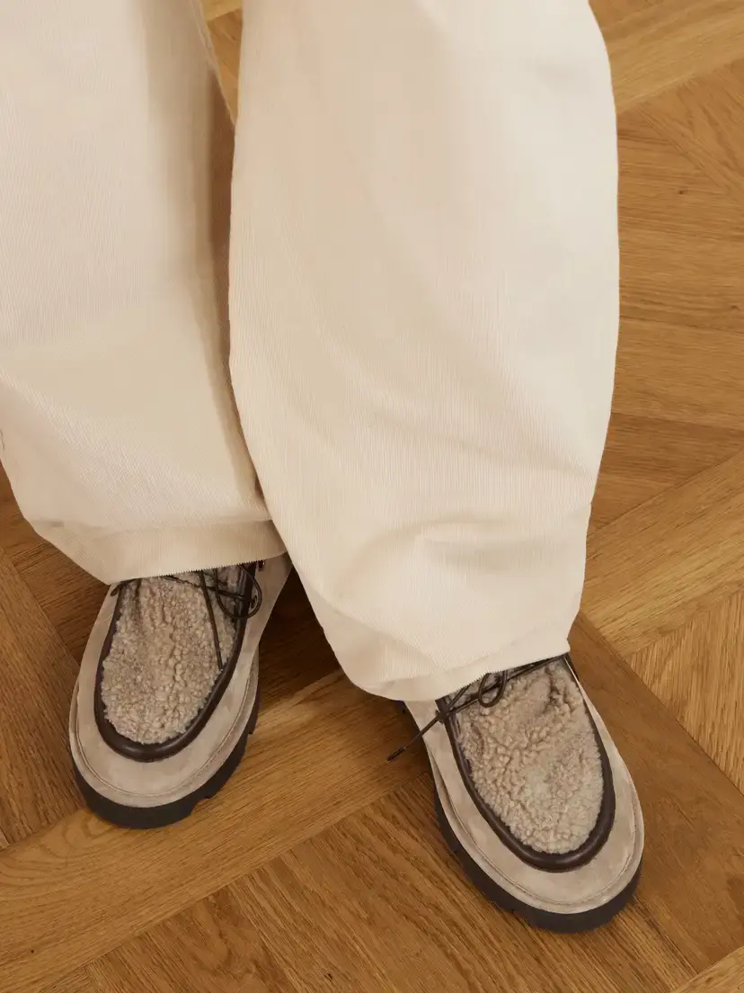 Brunello Cucinelli Shearling-trimmed Suede Clogs | Thumbnail 2