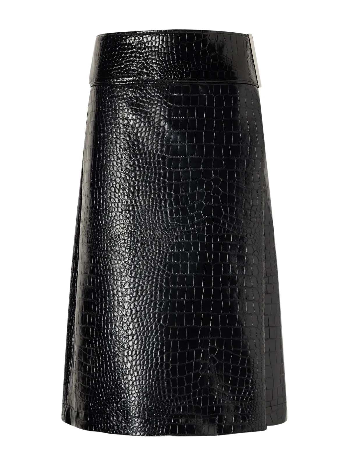 Croc-effect Glossed Midi Skirt Croc-effect Glossed Midi Skirt