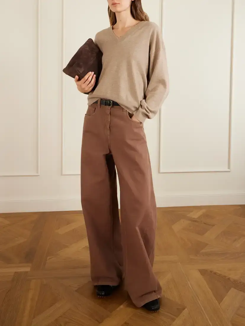 Brunello Cucinelli Bead-embellished Shearling-lined Leather Boat Shoes | Thumbnail 4 Brunello Cucinelli Bead-embellished Shearling-lined Leather Boat Shoes | Thumbnail 4
